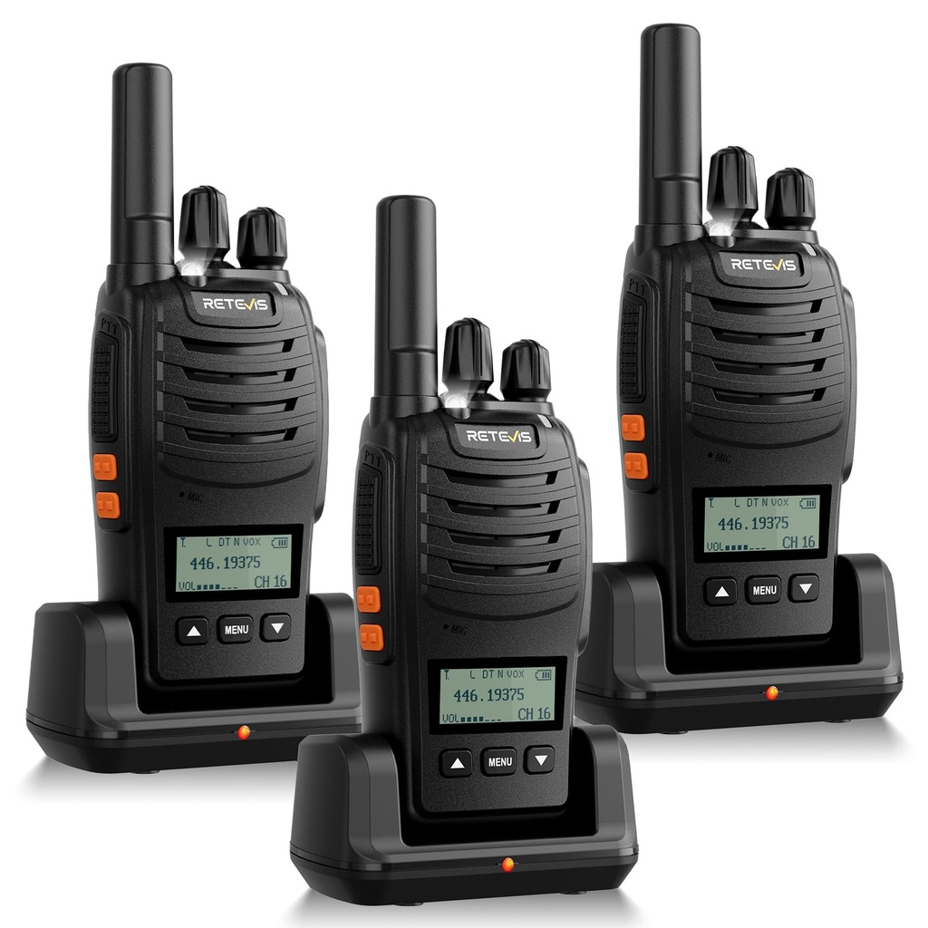 Retevis H777D Walkie Talkies 3 Pack Long Range with LCD Screen, PMR446 2 Way Radio, Type 
