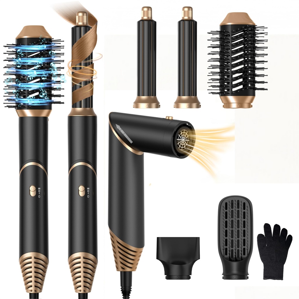 5 in 1 Air Styler Hair Dryer Brush with Rotatable Blow Dryer [60,000 RPM] Air Curlers 