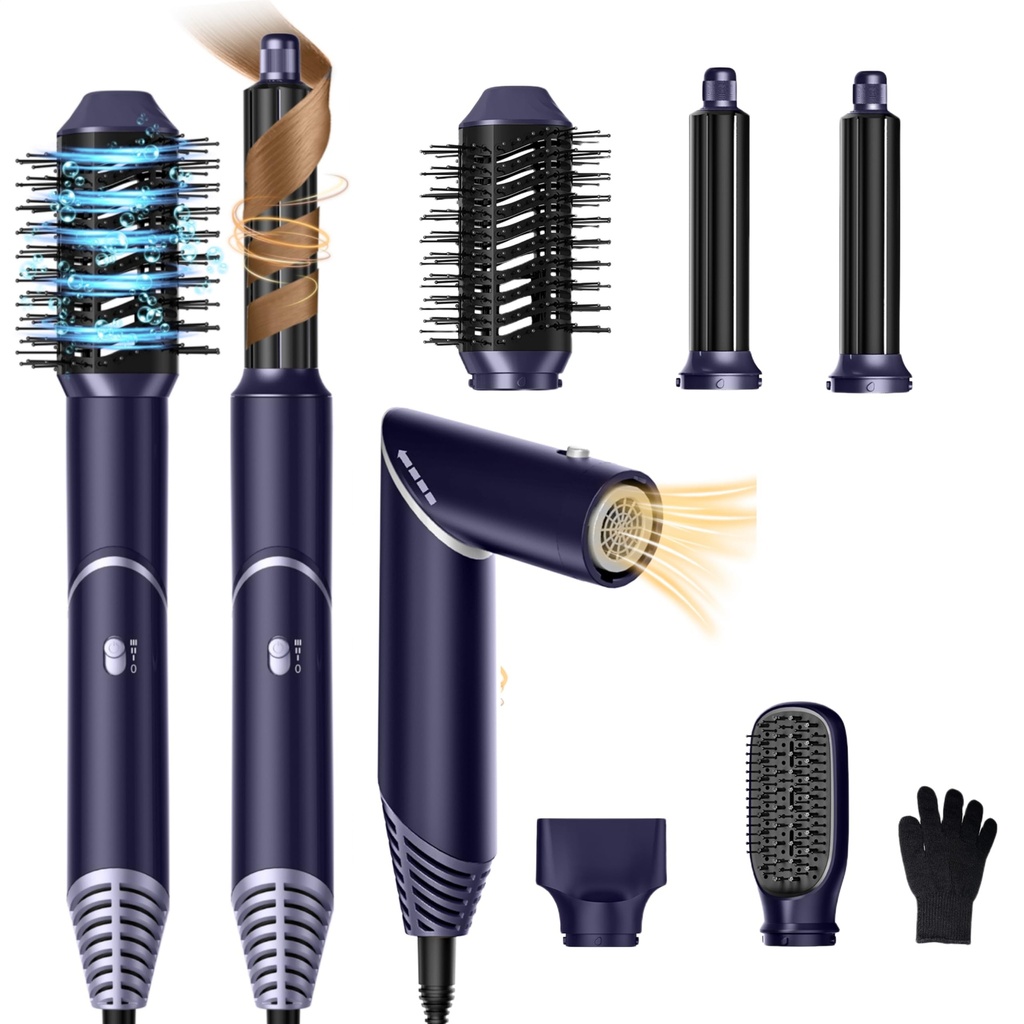5 in 1 Air Styler Hair Dryer Brush with Rotatable Blow Dryer [60,000 RPM] Air Curlers