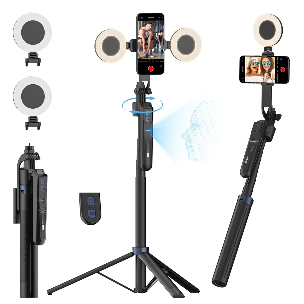 USKEYVISION Auto Face Tracking Tripod for Smartphones,70Ã¢Â€Âœ Cell Phone Tripod w/LED Ligh