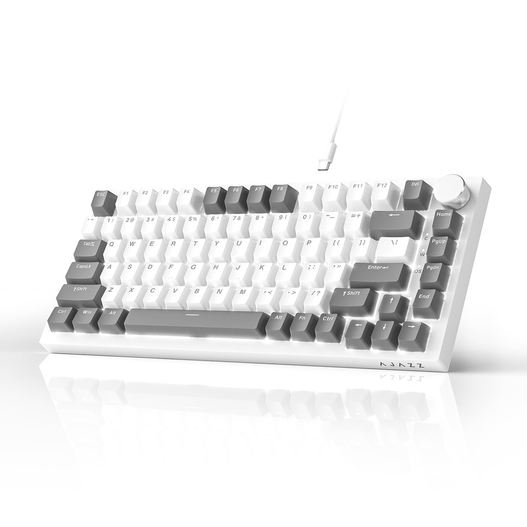 AJAZZ AK820 Mechanical Keyboard, 75% Hot Swappable Wired Keyboard with Volume Control Knob,