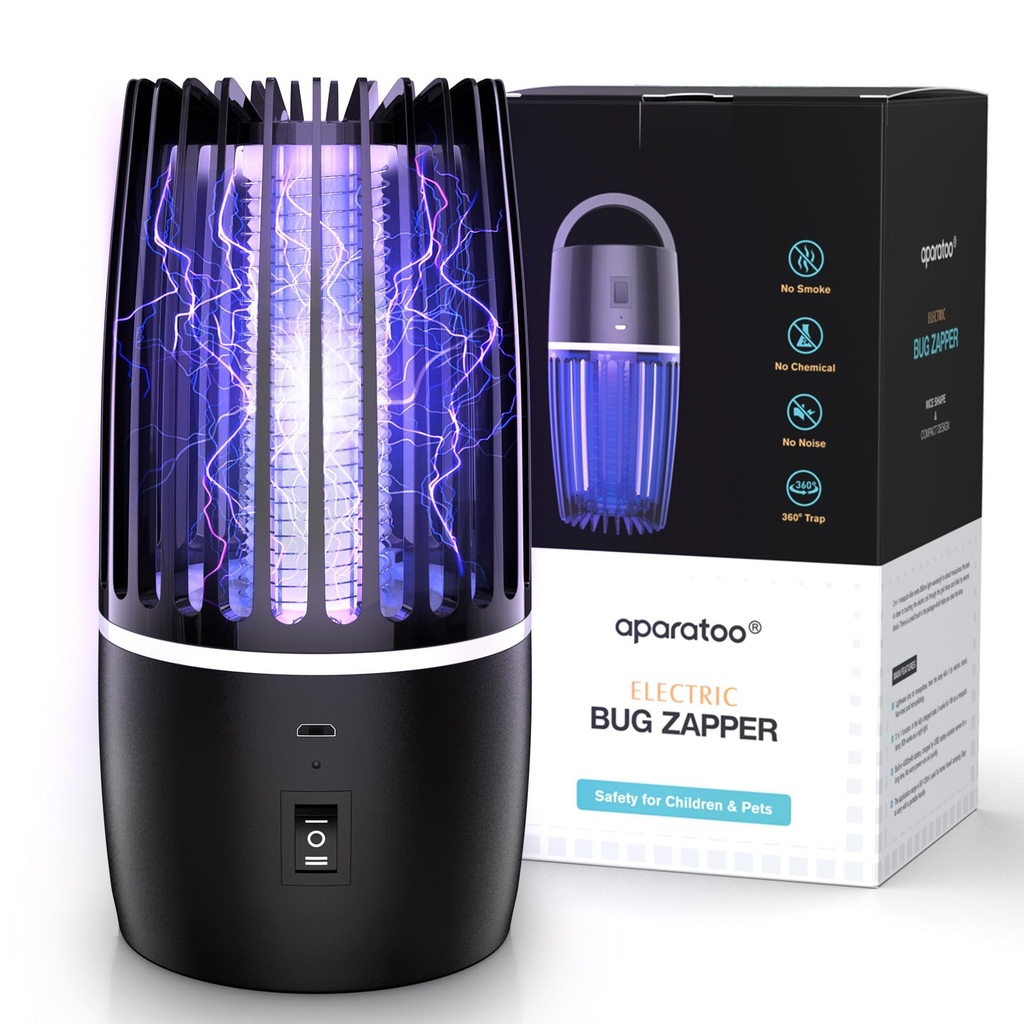 Electric Fly Zapper, Mosquito Killer Bug Zapper Lamp 4000mAh 365nm UV Light Fly Traps Indoo