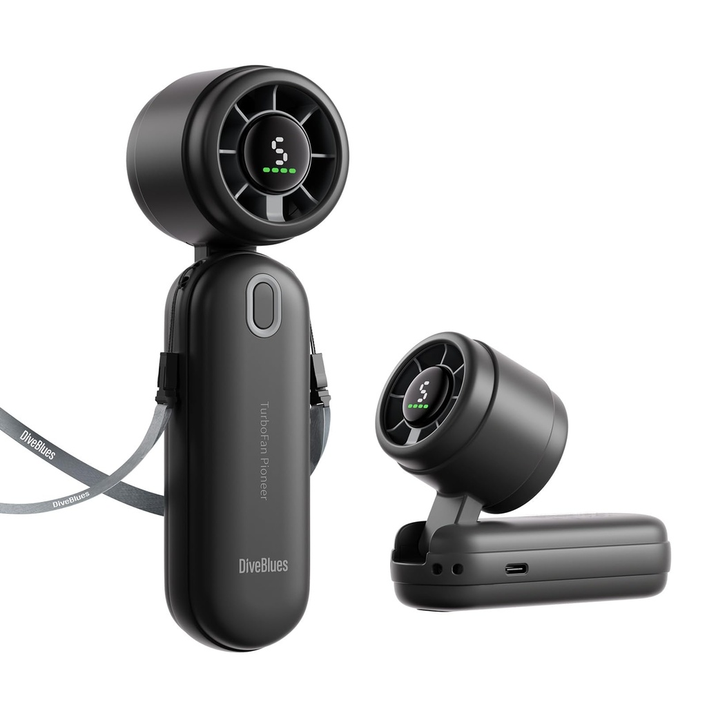 Diveblues iTurbo Portable Handheld Turbo Fan, 4000mAh Foldable Rechargeable High Speeds Han