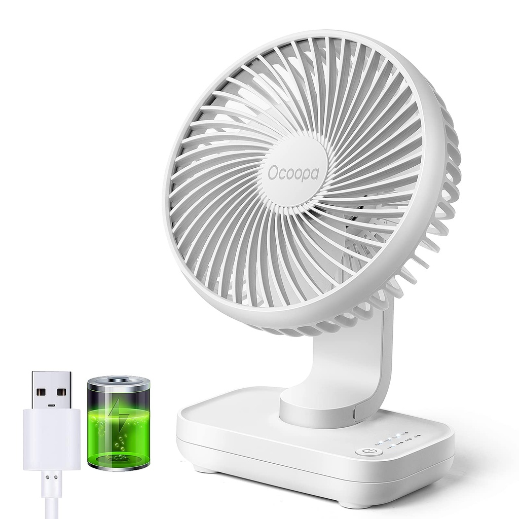OCOOPA USB Desk Fan, 4000mAh Rechargeable Battery Operated Table Fan, 4 Speeds Setting 5 In