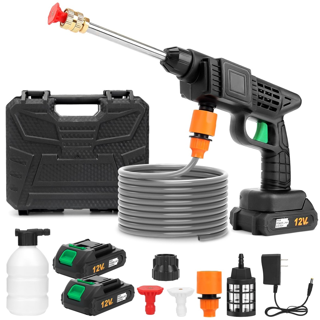 TBRFP Cordless Pressure Washer, 600PSI Portable Power Washer with 2 Batteries & Fast Charge