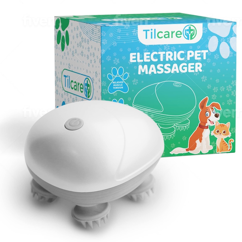 Handheld Pet Massager for Dogs and Cats by Tilcare - Electric Massage Tool - Head and Back