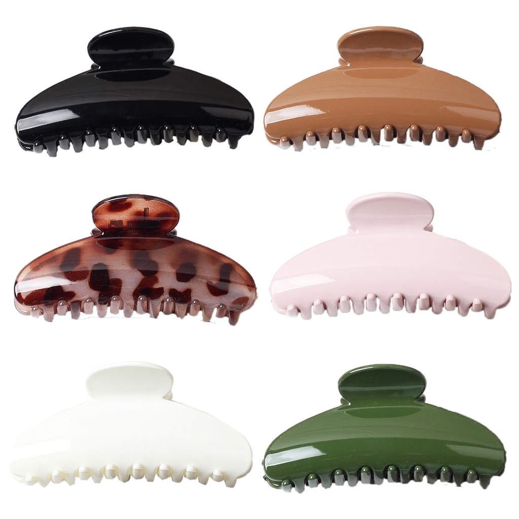 Medium Acrylic Hair Claw Clips for Girls and Women French Flat Hair Clips Comfortable Curve