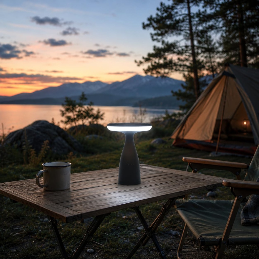 Lumineux Lighting Chapman Merion Camping & Outdoor Solar Table Lamp, 5W LED USB-C Rechargea