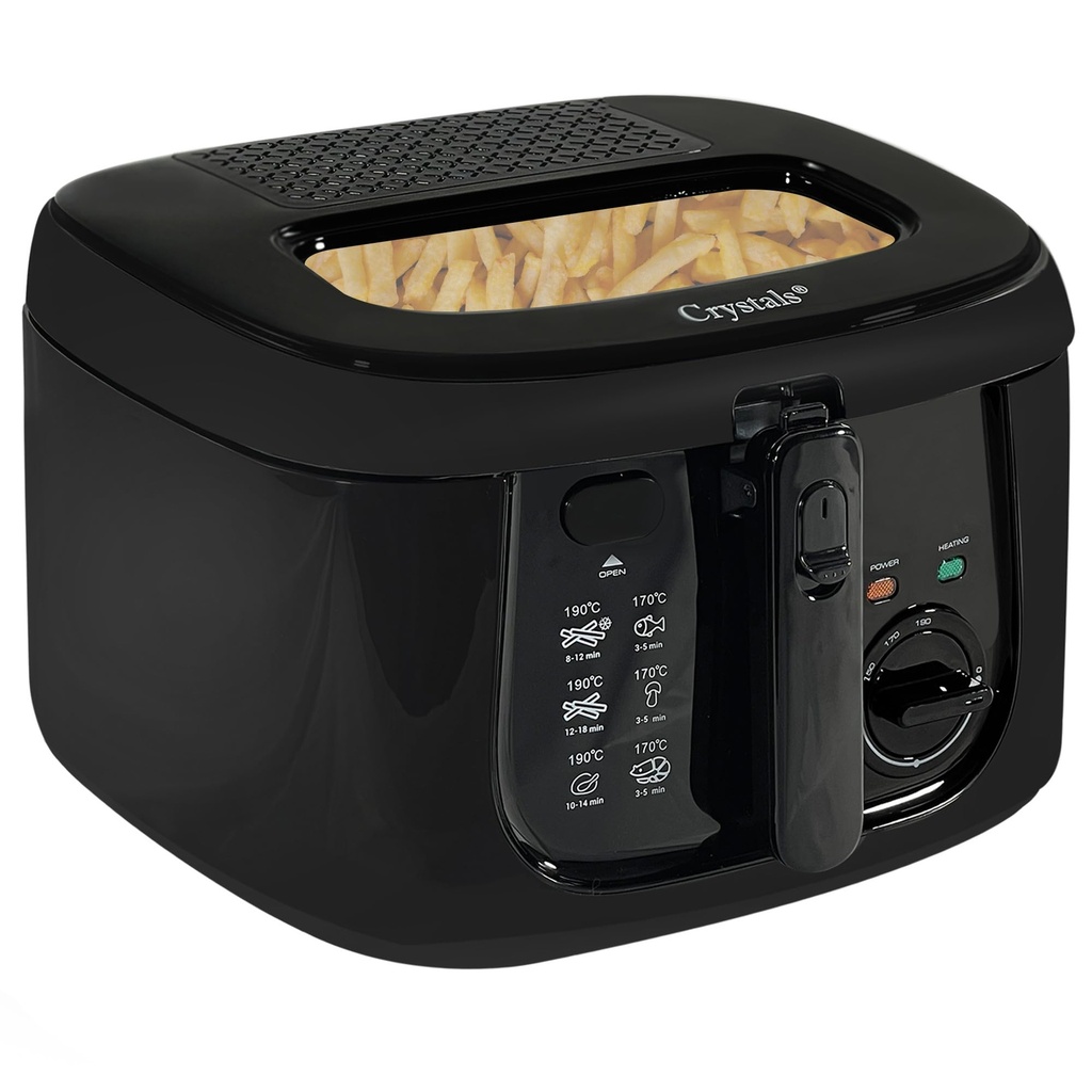 Crystals Electric Deep Fat Fryer 2.5 Litre - Mini Chips with Basket and Adjustable Temperat