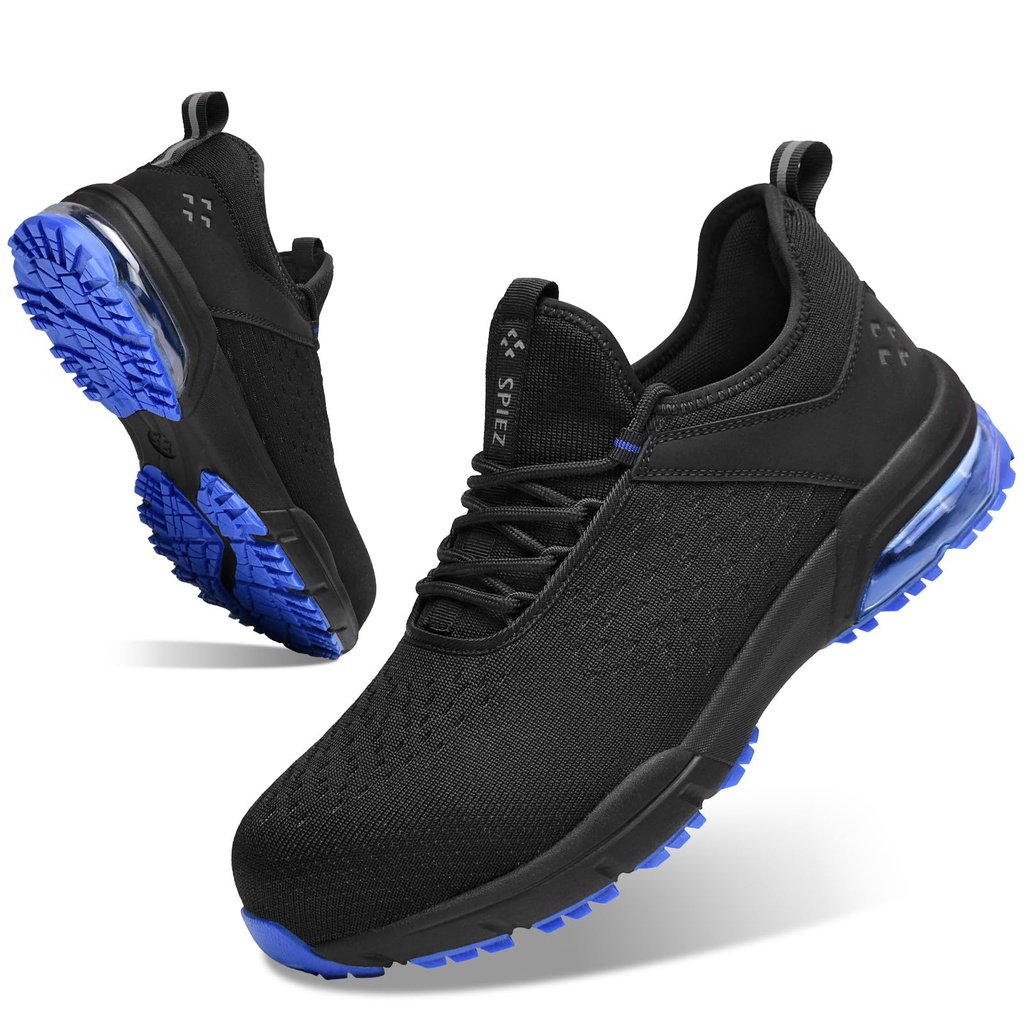 SPIEZ Safety Shoes for Men - Lightweight Composite Toe Work Shoes with Air Cushion, Non Sli