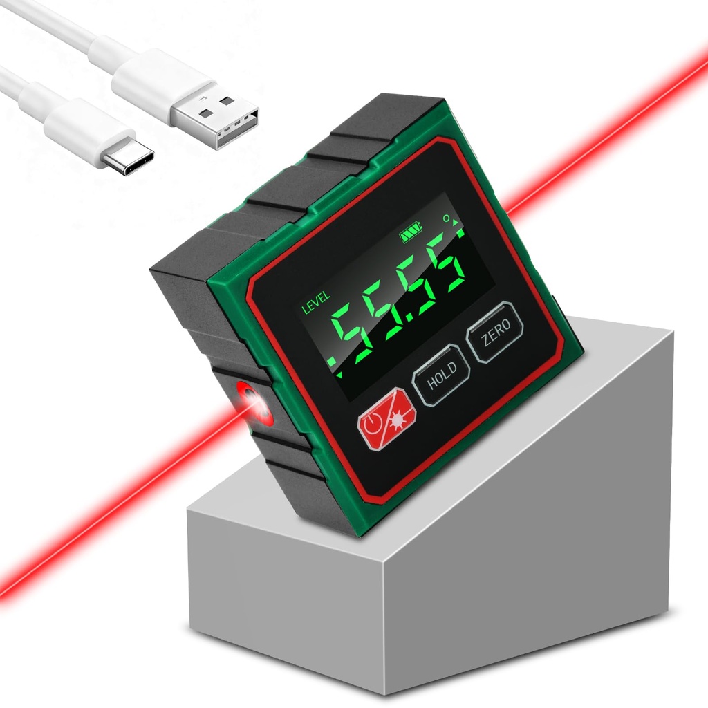 diymore Digital Laser Level Rechargeable Inclinometer with 4-Side Magnetic Base, 360Ã‚Â° Me