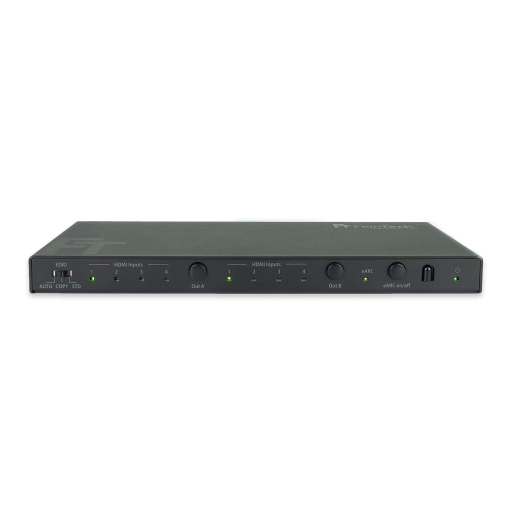 FeinTech VAX04201 HDMI eARC Pass Matrix Switch 4x2 for Soundbar and 2 Displays 4K 60Hz Dolby