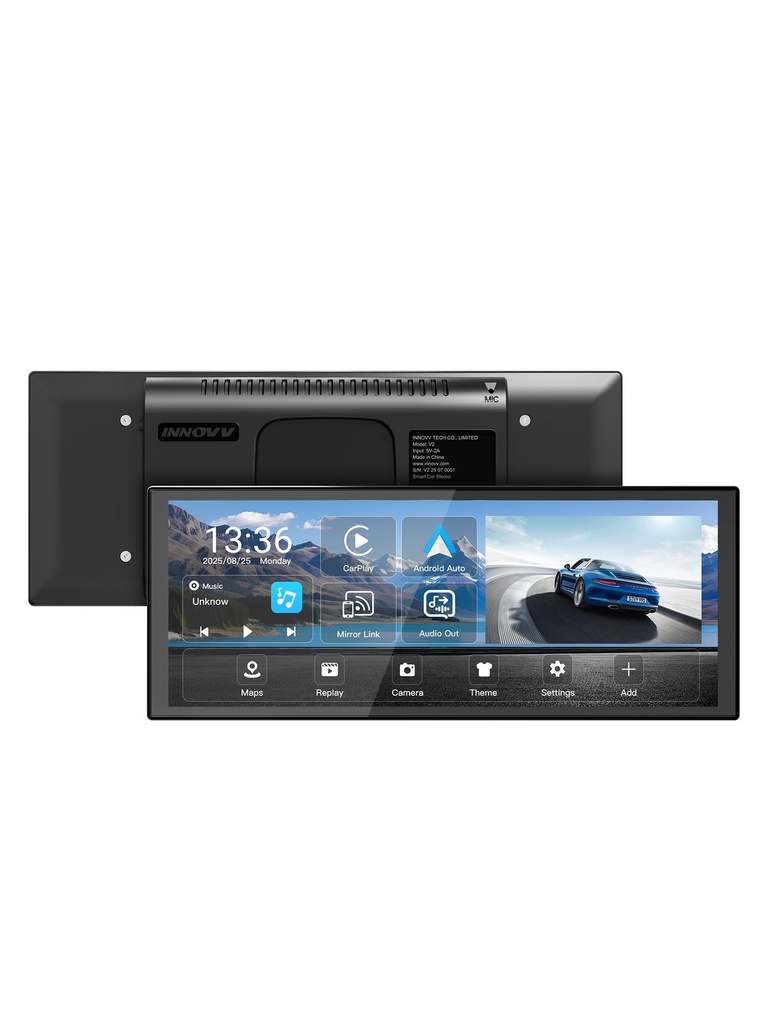 INNOVV V2 10.3Inch Wireless Carplay & Android Auto DashCam, 1920 * 1080 Front & Rear Camera