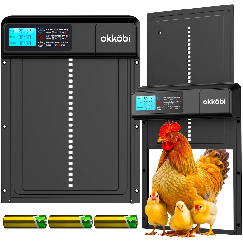 Okkobi Automatic Chicken Coop Door Coop Door Lite Battery Powered 