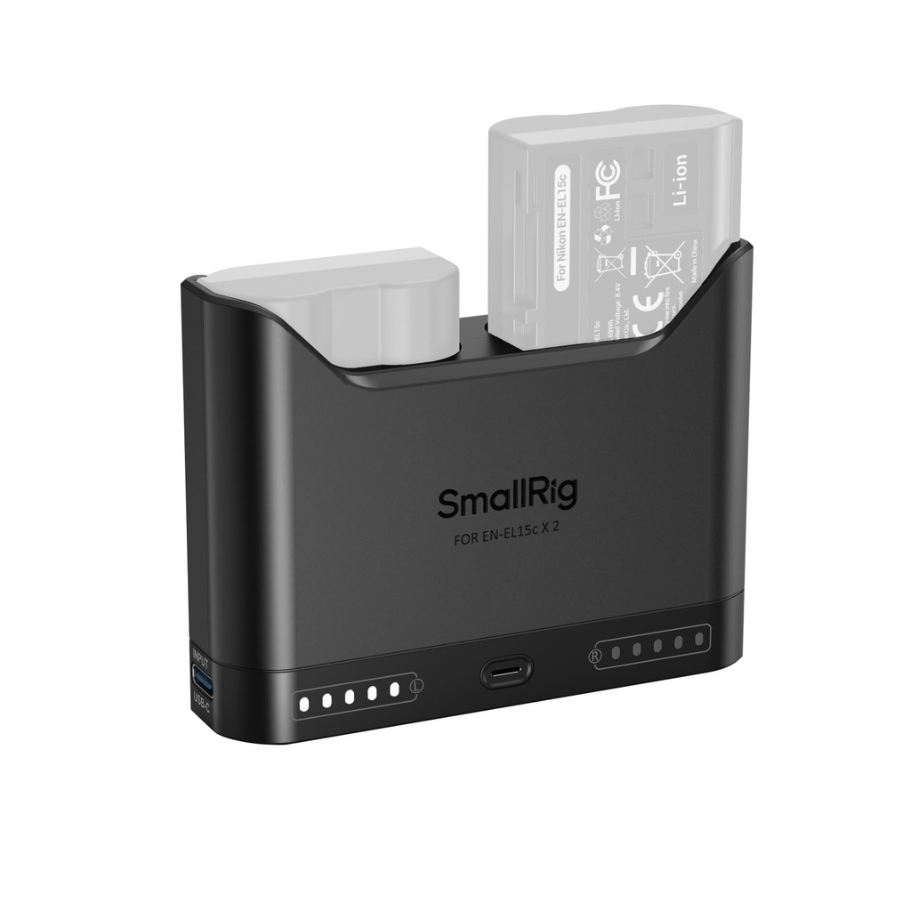 SMALLRIG EN-EL15c Battery Charger for Nikon, 2h Dual Slot Camera Charger, 22.5W USB-C Port