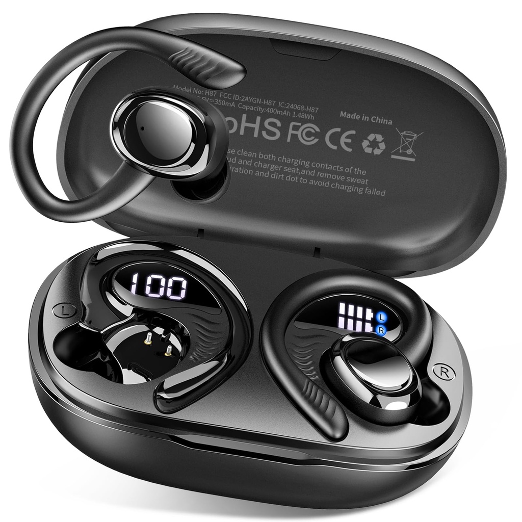 Wireless Earbuds Sport, 2026 Bluetooth 5.4 Headphones, Hi-Fi Stereo Bass in Ear Buds, 4 ENC