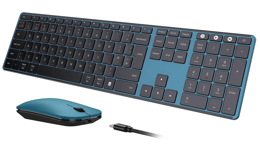 seenda Wireless Bluetooth Keyboard Mouse, SKM64-3 Multi-Device Rechargeable Ultra Slim Wire
