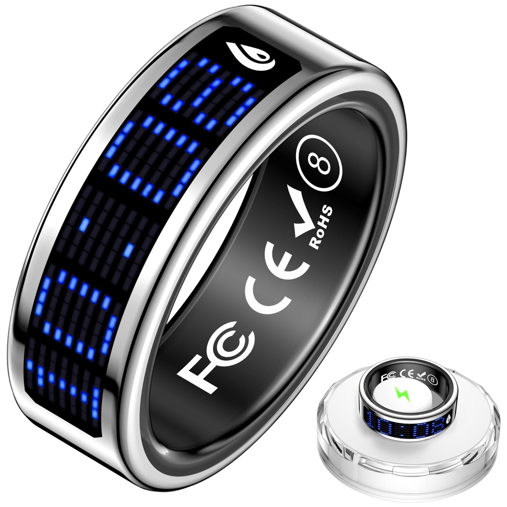 findtime Smart Ring with Display Heart Rate Sleep Tracker Blood Oxygen Monitor Tasbih 