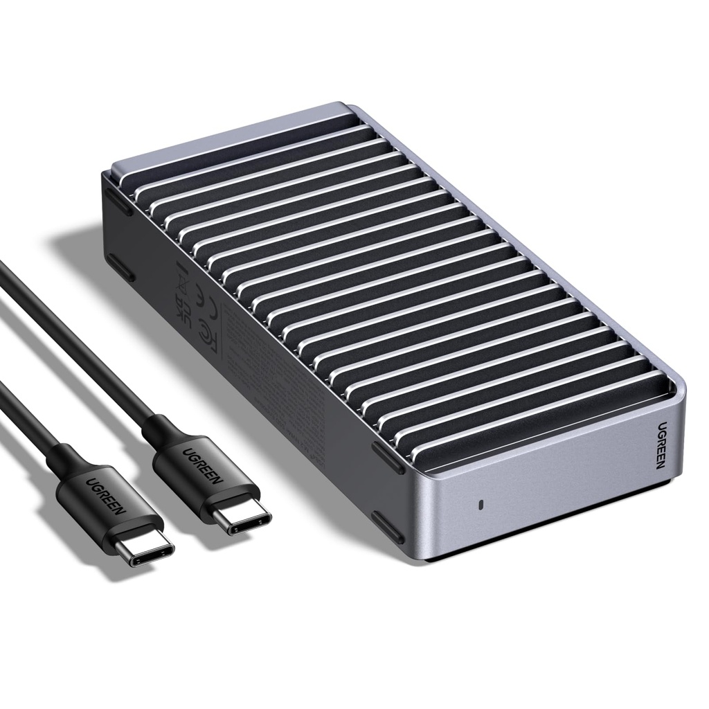 UGREEN 40Gbps M.2 NVMe SSD Enclosure, Aluminum NVMe Enclosure Dual-Sided Fin Heat Sink, No-