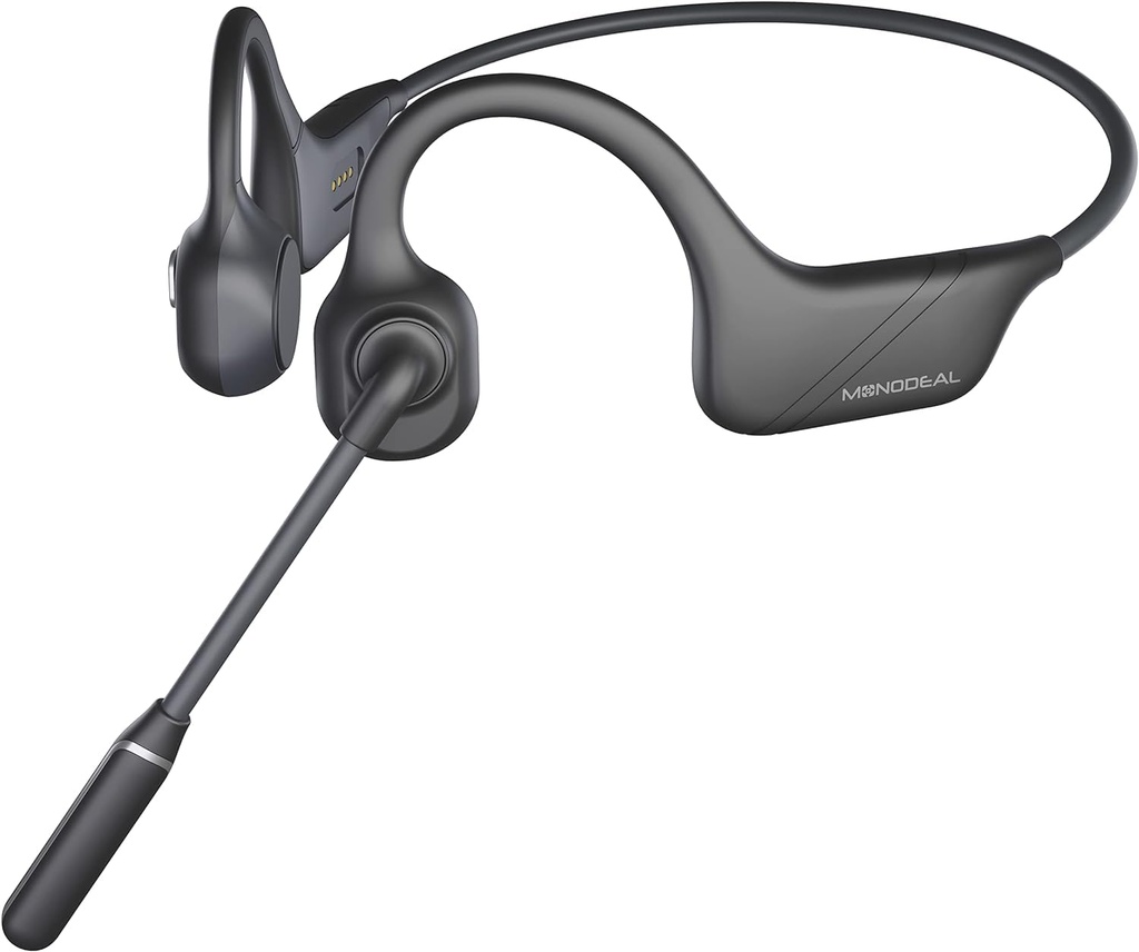 Monodeal Open Ear Headphones with Mic, Lightweight Bluetooth 5.4 Headset with Microphone