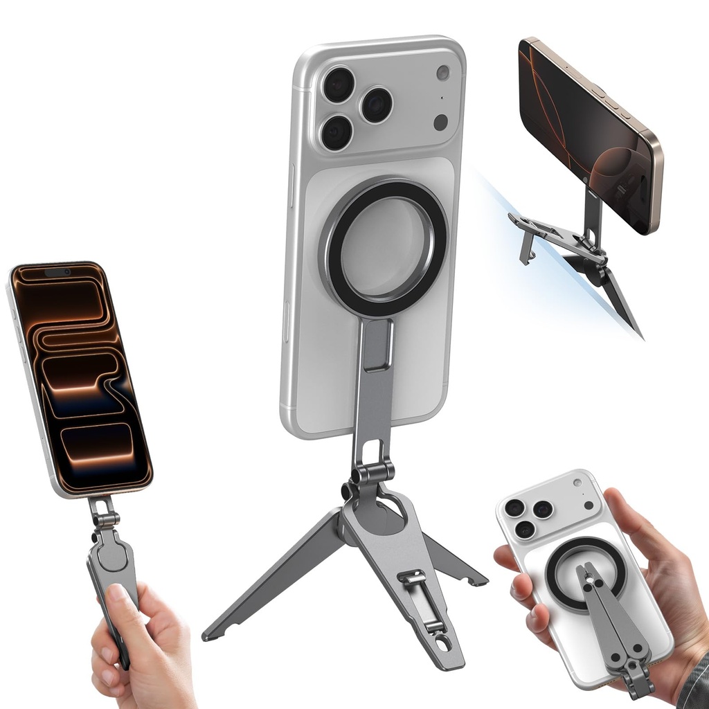 SMALLRIG Dual Magnetic Phone Tripod, Metal Smartphone Mount Grip with 1/4" Threads, 270°
