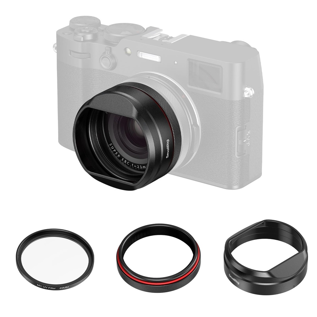 SMALLRIG UV Filter with Lens Hood Kit for FUJIFILM X100VI / X100V, UV Filter with 99% Light