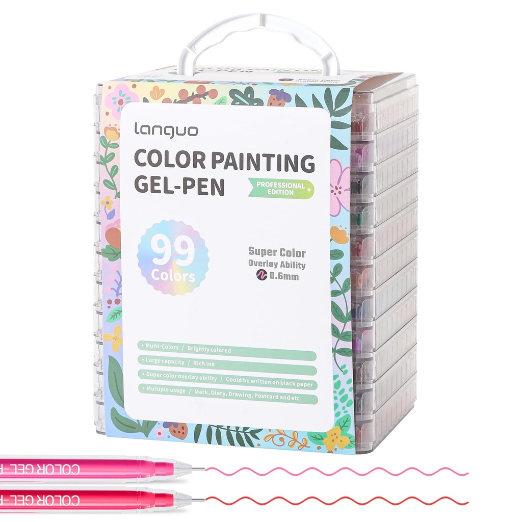 languo Gel Pens for Colouring, 99 Colours Set Gel Coloured Pens Marker, Perfect for Adults