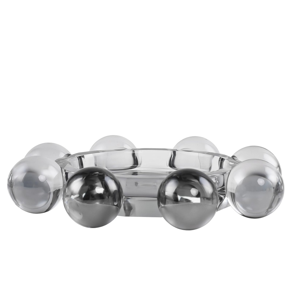 DONOUCLS Crystal Bubble Candle Holder Set, Round Pillar Candlestick Plate Stand, Modern Dec
