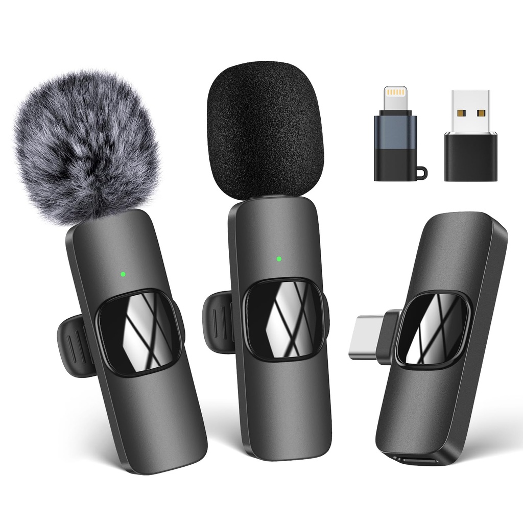 HMKCH Wireless Lavalier Microphone for iPhone - iPad, Android Phone,Computer, Mini Lapel Mic