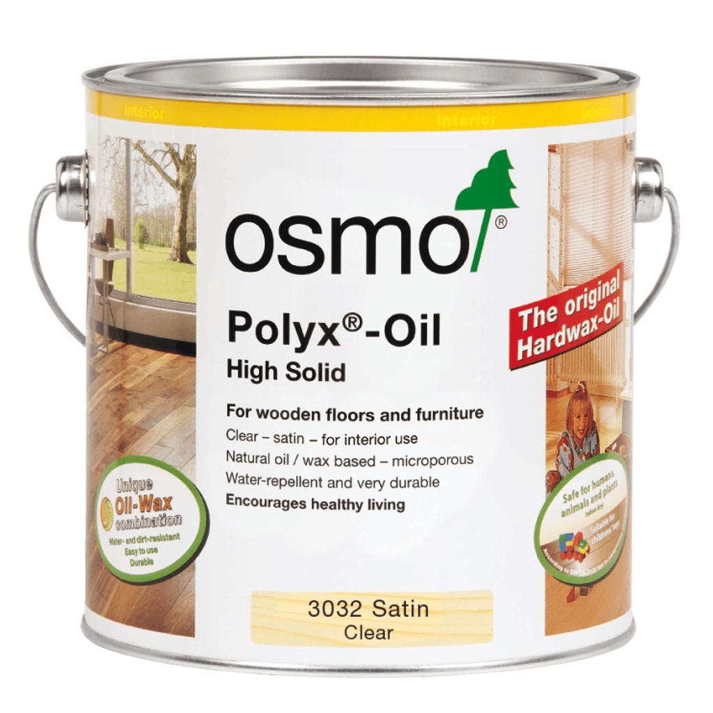 Osmo PolyxÃ‚Â®-Oil - Hard Wax Oil 3032, Clear Satin, 2.5L - Durable Wood Oil for Floors & F