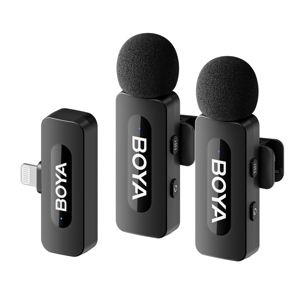 BOYA BY-V2 Wireless Lavalier Microphone (2TX+1RX) for iPhone, Mini Phone Microphone Wireles
