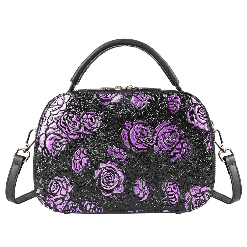 ArtsEye Purses for Women Genuine Leather Satchel Handbags Hand Painted Retro Top Handle Bag