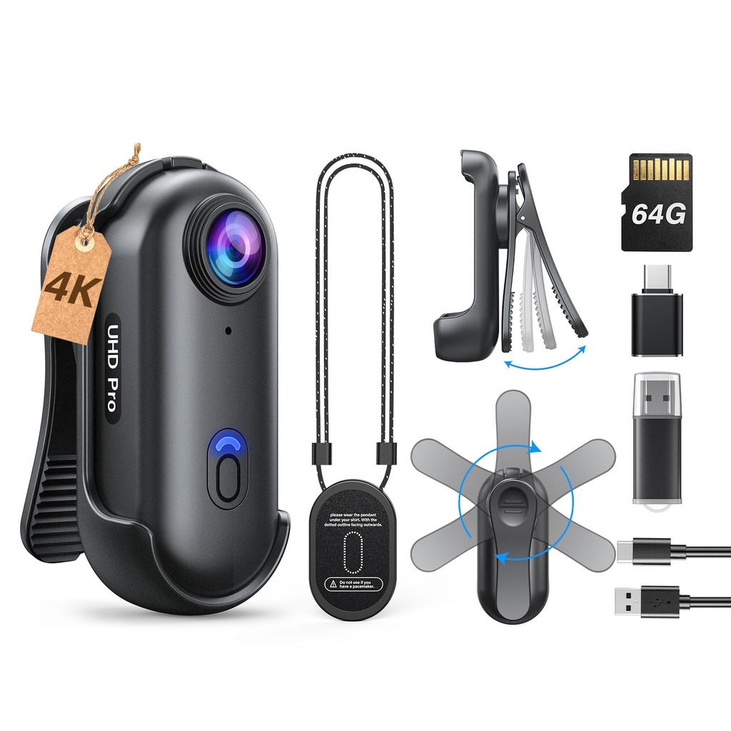 BOBLOV W4 4K Body Camera: Body Cam Lasts 90 Minutes, Wearable Action Camera for Video Recording