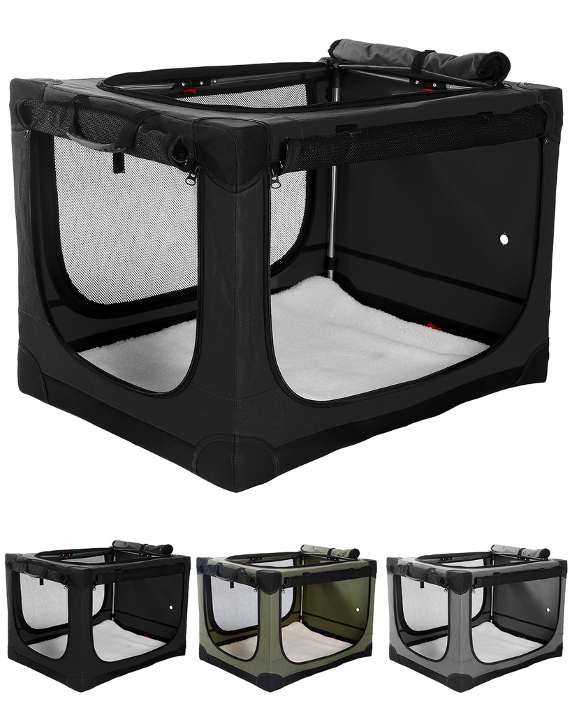 derimkcoa 83 * 64 * 64CM Collapsible Travel Dog Crate, Portable Soft Dog Kennel for Medium