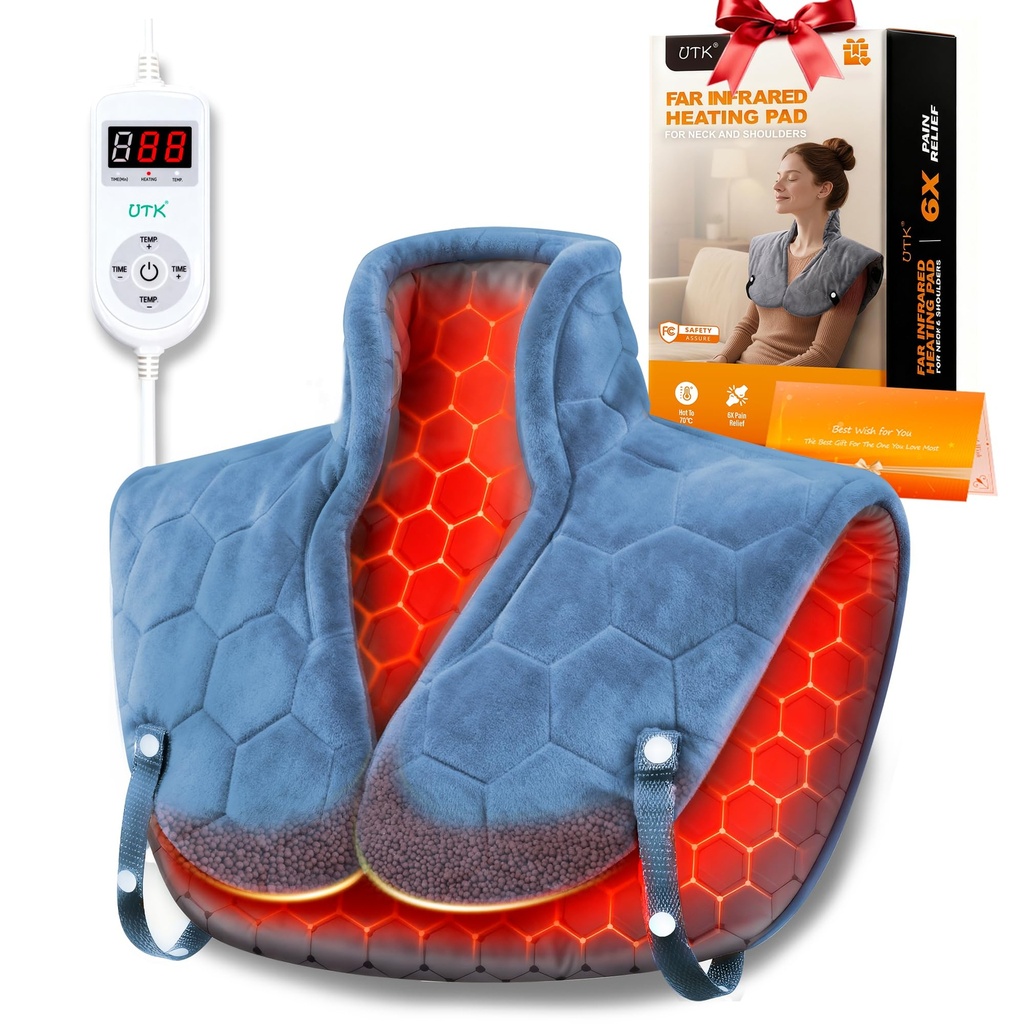 UTK Neck and Shoulder Heat Pad, Gifts for Women, 30s Fast Heat, Up to 70°C, 6X Deeper 
