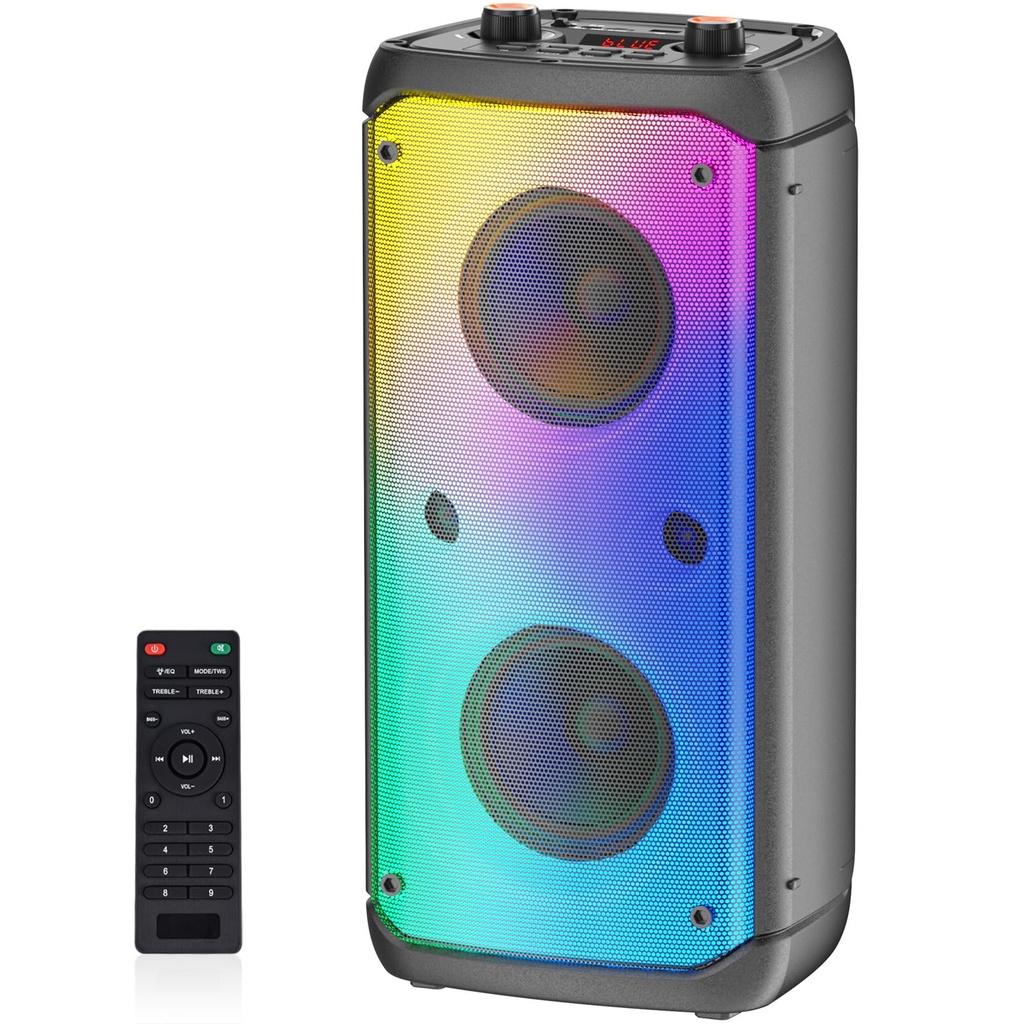 Bluetooth Speaker Wireless, 80W Peak Wireless TWS Portable Outdoor Party Speakers with Subwoofer