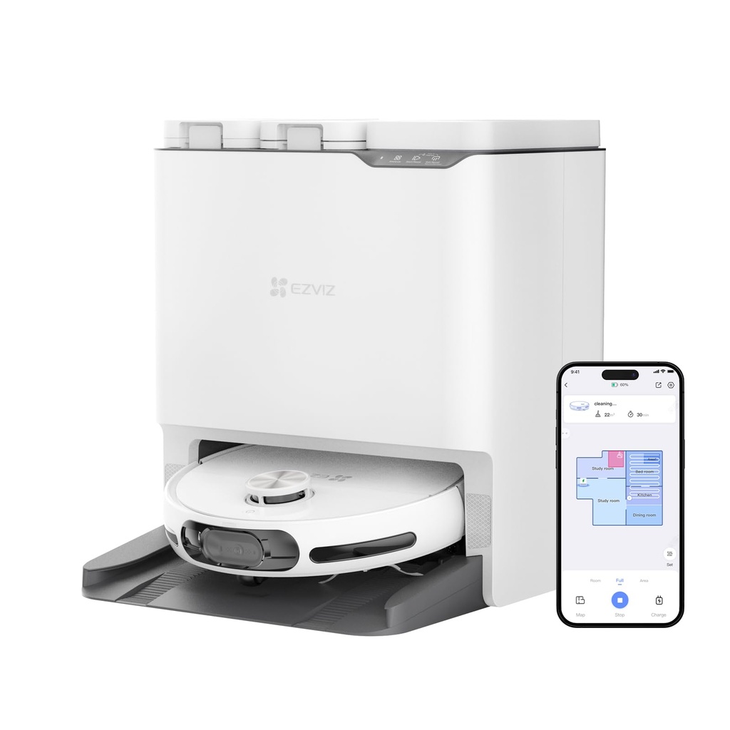 EZVIZ RS20 Max Robot Vacuum Cleaner 13000 Pa with 3-in-1 Base Station, Self-cleaning, CutFr 