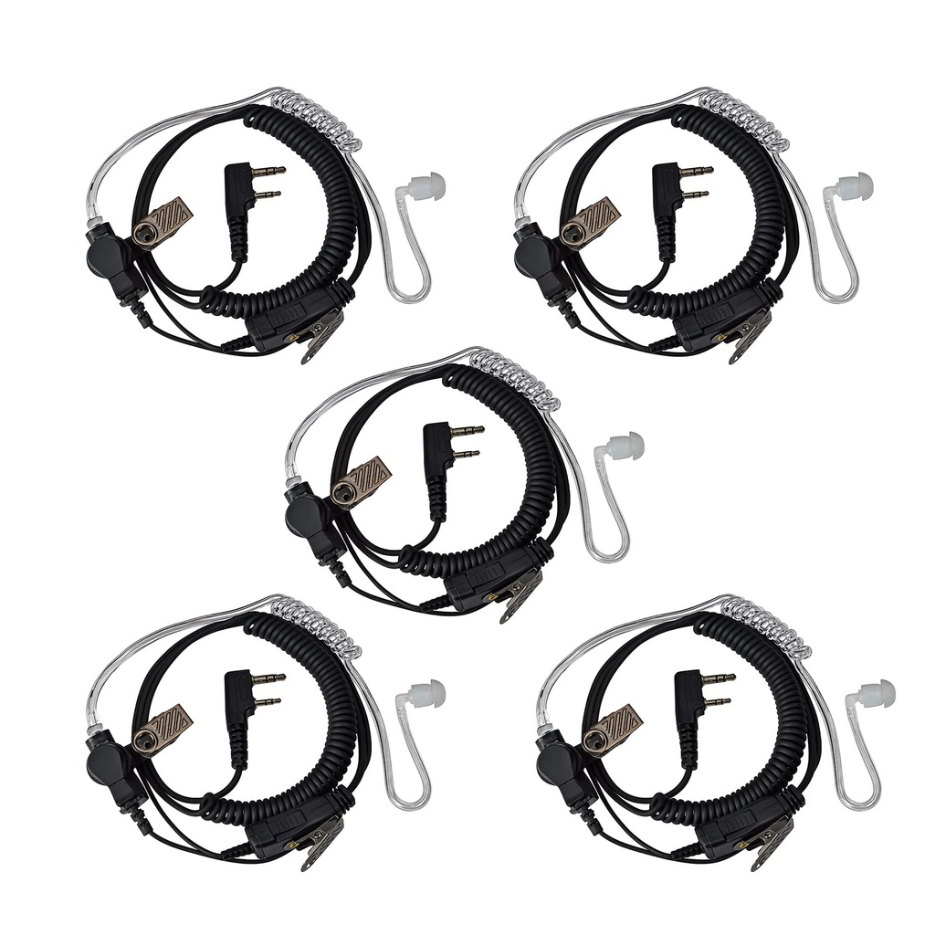 UAYESOK Two Way Radio Headset Surveillance Covert Security Earpiece 2 Pin with Mic PTT Comp