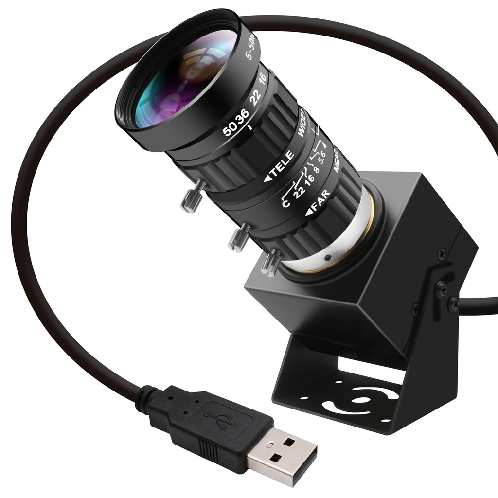 ELP 48MP USB Webcam 8K Ultra HD Color Camera with 5-50mm 10X Manual Optical Lens 6000P