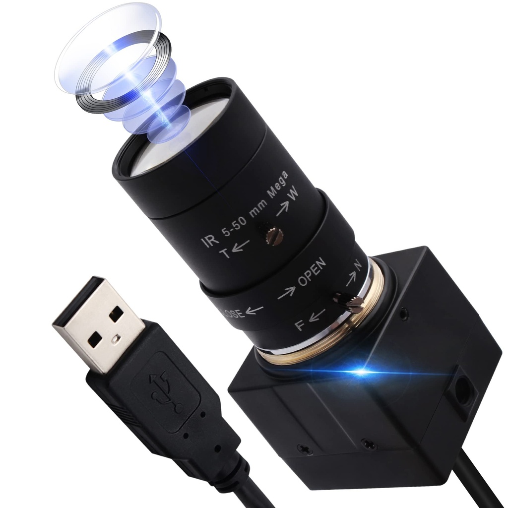 ELP 4K Webcam Ultra HD 2160P USB Camera with 5-50mm 10x Optical Manual Focus Lens, IMX415 