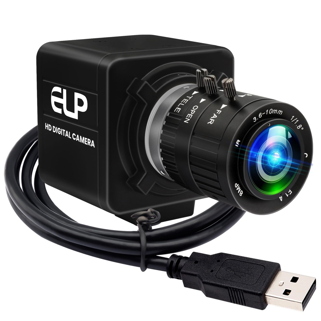 ELP 120fps USB Camera 12 Megapixels 4K USB Webcam High Speed Golf Swing Cam with 3X Manual