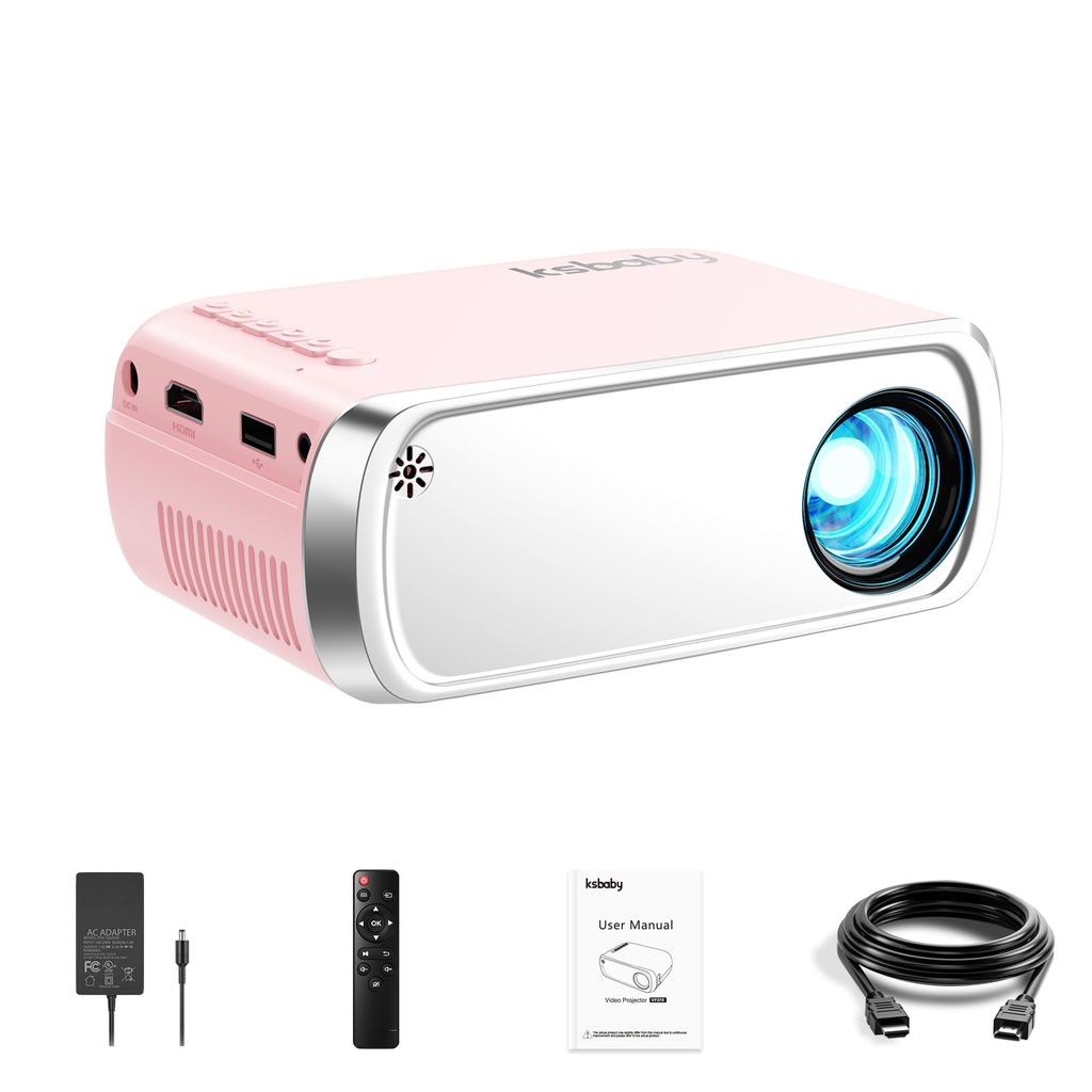 ksbaby Mini Portable Projector for Outdoor Movies, Mirror SmartPhone to Projector via Data
