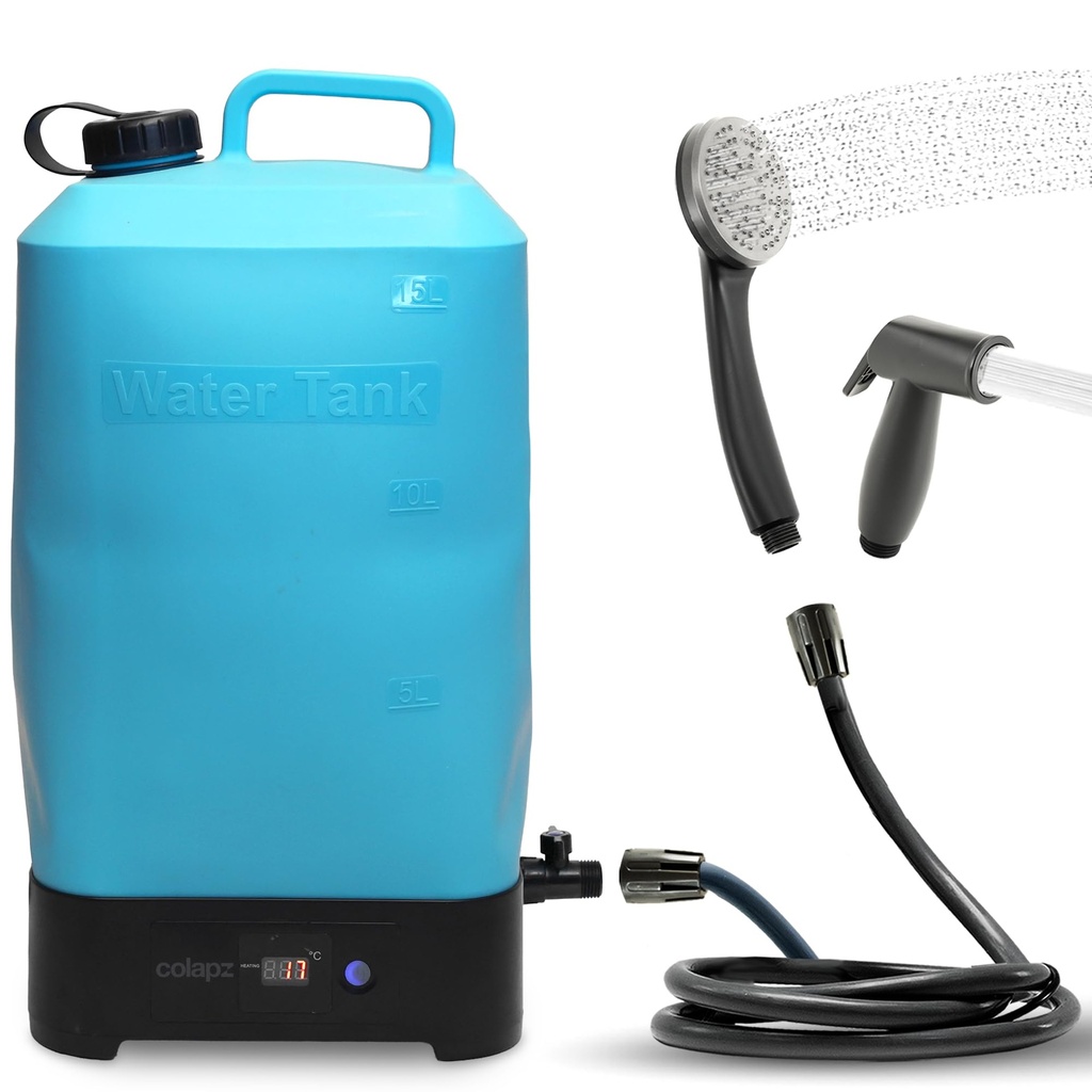 Colapz Portable Electric Camping Shower with Battery & 15L Water Tank Ã”Ã‡Ã´ Outdoor Heated