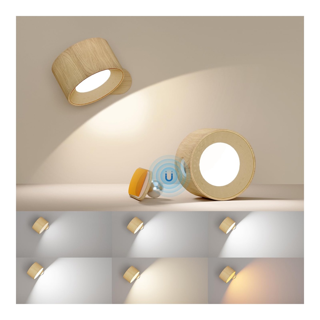 Battery Operated Wall Light, LED Wall Lamp with 360??Adjustable Lighting Indoor Wall Light