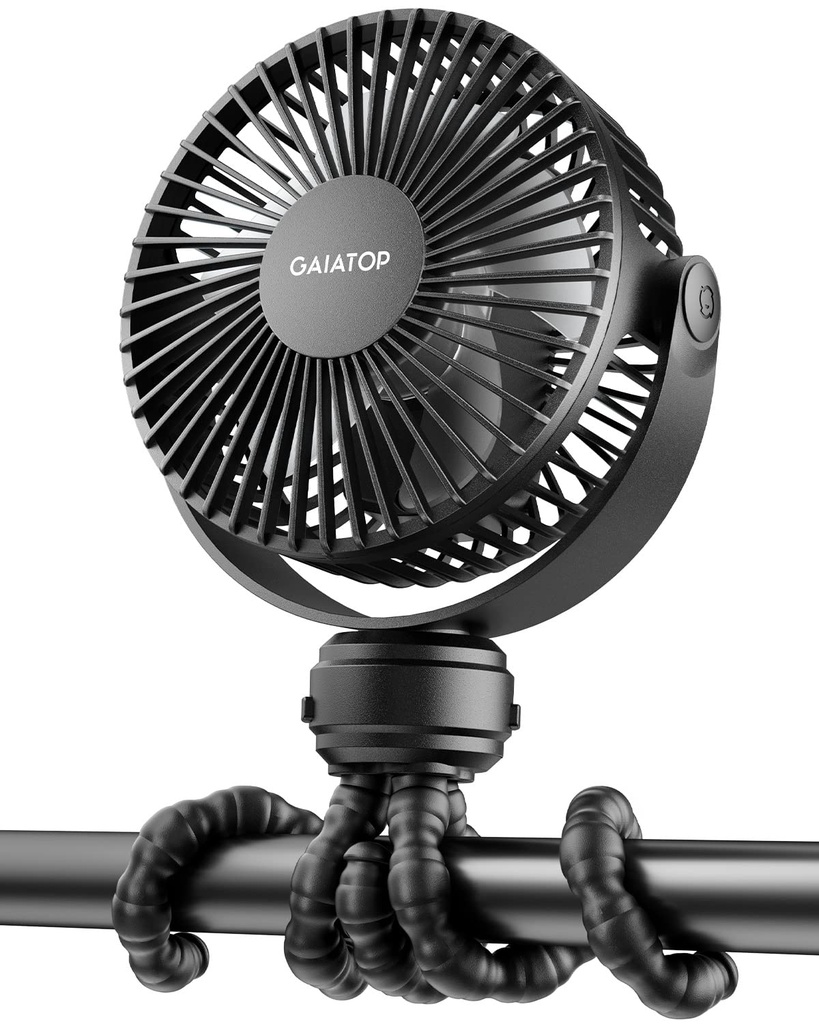 gaiatop Mini Portable Pram Fan, Rechargeable Small Clip on Fan for Stroller, Detachable 3 S