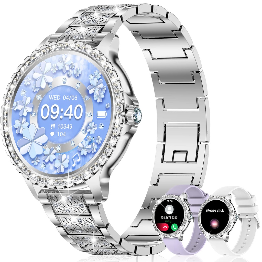 fitonyo Smart Watches for Women Diamonds (Answer/Make Call),1.32''Touchscreen Smart Watch f