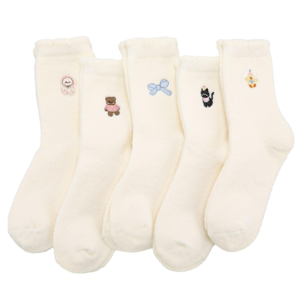 Xialvyu 5 Pairs Fluffy Socks Womens Cosy Bed Socks Girls Warm Fluffy Sock for Winter