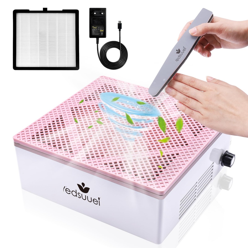 80W Nail Dust Collector LEDSUUEI: Super Powerful Dust Collector Nail Tech with Reusable Fil
