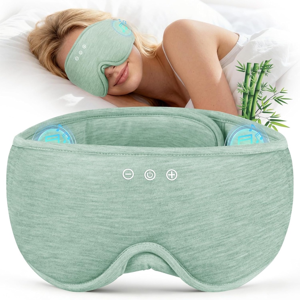 LC-dolida Bluetooth Sleep Mask Headphones, Upgraded Extra-Long Oversized Bamboo Cotton Eye