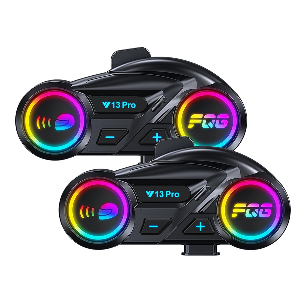 Motorcycle Helmet Intercom 2 Pack, IP56 Waterproof Noise Cancelling Motorbike Bluetooth 
